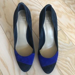 Saks Fifth Avenue Two Toned Suede heels